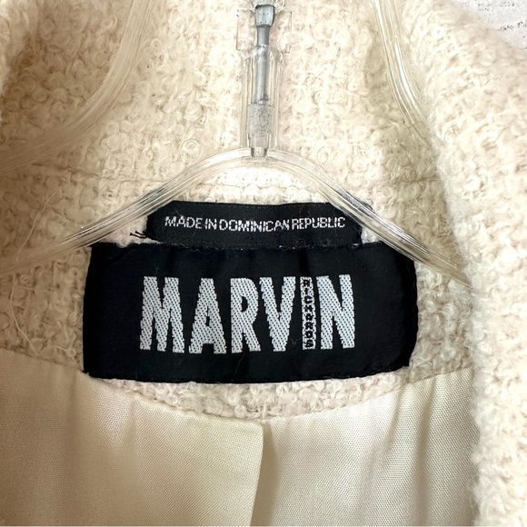 MARVIN RICHARDS Wool Tweed Cream Large Button Twee Pea Coat M - Picture 4 of 12